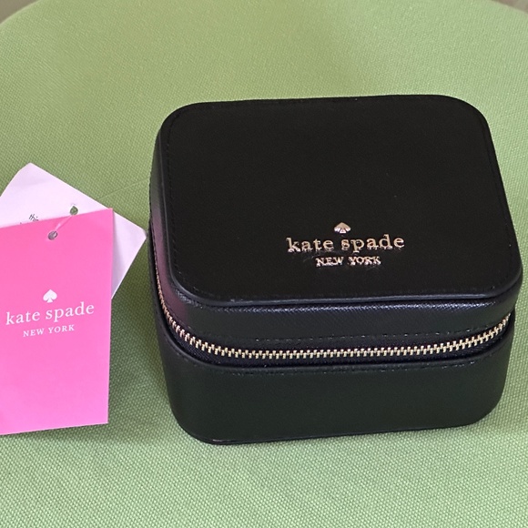 KATE SPADE STACI LEATHER JEWELRY BOX:NWT BLACK - Picture 1 of 14